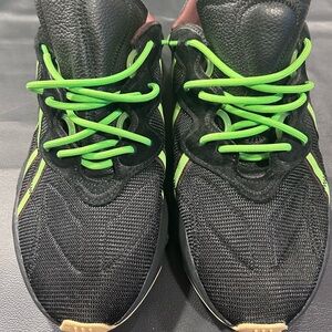 Black adidas Sneakers with Neon Green Laces